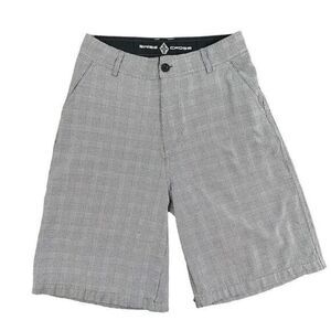 Swiss Cross Boys black/gray plaid shorts size 18‎